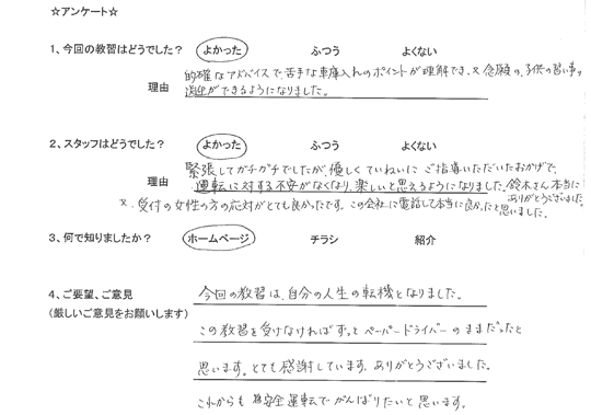 千葉市美浜区のペーパードライバーさん