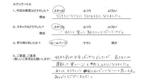 八王子在住のペーパードライバーさん